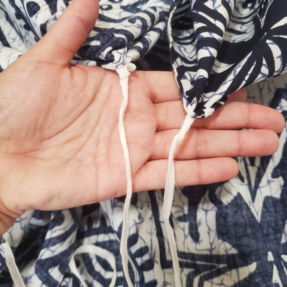 Vintage 70s HUKILAU FASHIONS Hawaiian Floral Tiki Sarong Wrap Dress Blue/Black - Picture 11 of 12